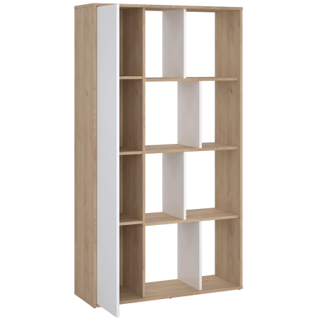 Estante PENEDA com 1 porta e 6 prateleiras - branco e carvalho Estante PENEDA com 1 porta e 6 prateleiras - branco e carvalho