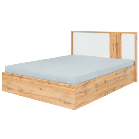 Cama de casal elevatória WOOD - carvalho artesanato e branco brilho Cama de casal elevatória WOOD - carvalho artesanato e branco brilho
