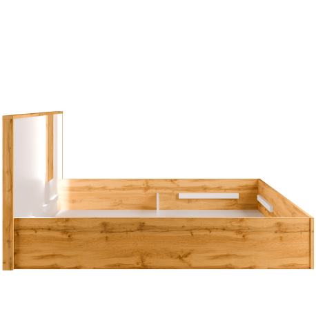 Cama de casal elevatória WOOD - carvalho artesanato e branco brilho Cama de casal elevatória WOOD - carvalho artesanato e branco brilho