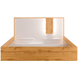 Cama de casal elevatória WOOD - carvalho artesanato e branco brilho Cama de casal elevatória WOOD - carvalho artesanato e branco brilho