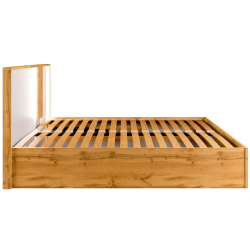 Cama de casal elevatória WOOD - carvalho artesanato e branco brilho Cama de casal elevatória WOOD - carvalho artesanato e branco brilho