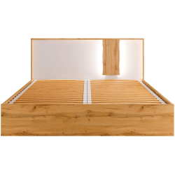 Cama de casal elevatória WOOD - carvalho artesanato e branco brilho Cama de casal elevatória WOOD - carvalho artesanato e branco brilho