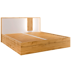 Cama de casal elevatória WOOD - carvalho artesanato e branco brilho Cama de casal elevatória WOOD - carvalho artesanato e branco brilho