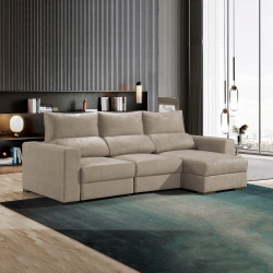 Sofá chaise longue NICOSIA com cama - bege - dakota 2 Sofá chaise longue NICOSIA com cama - bege - dakota 2