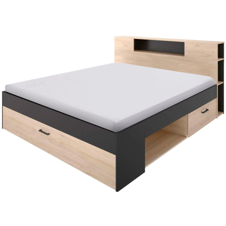 Cama COLOMBO 160x200 - antracite e natura Cama COLOMBO 160x200 - antracite e natura