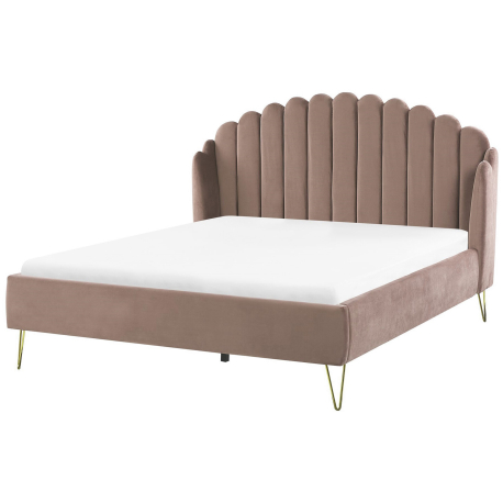 Cama de casal CAMILLE - rosa (veludo) Cama de casal CAMILLE - rosa (veludo)
