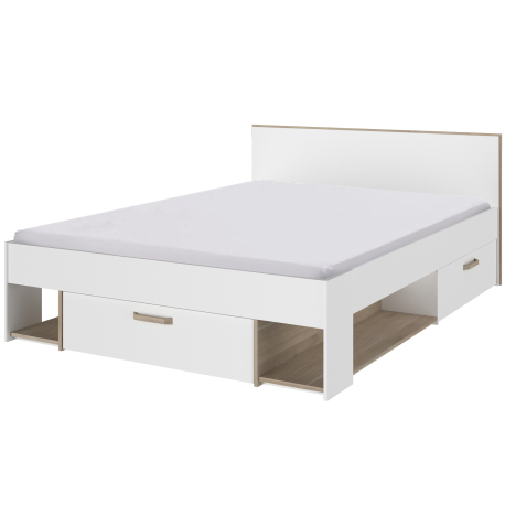 Cama de casal DREAM - branco e carvalho Cama de casal DREAM - branco e carvalho