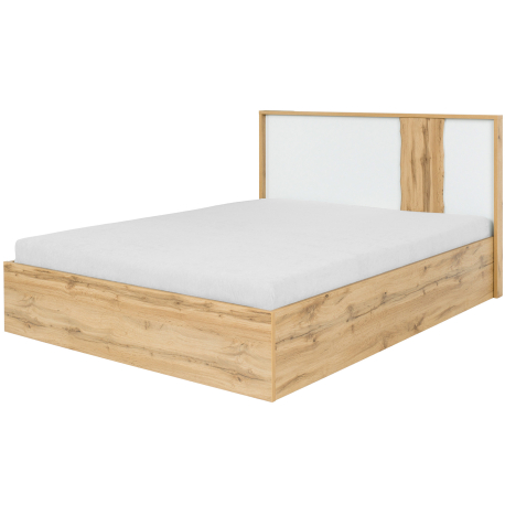 Cama de casal elevatória WOOD - carvalho artesanato e branco brilho Cama de casal elevatória WOOD - carvalho artesanato e branco brilho