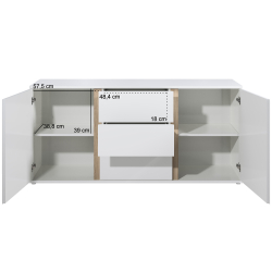 Aparador CHIADO Branco e Carvalho - medidas