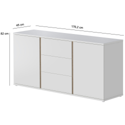 Aparador CHIADO Branco e Carvalho - medidas