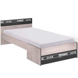 Cama de solteiro FABRIZIO com gaveta - cinzento e cinzento escuro