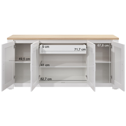 Aparador FLORENÇA - branco e carvalho - medidas Aparador FLORENÇA - branco e carvalho - medidas