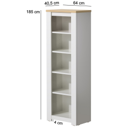 Elemento de prateleiras FLORENÇA (64 cm) - branco e carvalho - medidas Elemento de prateleiras FLORENÇA (64 cm) - branco e carvalho - medidas