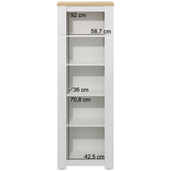 Elemento de prateleiras FLORENÇA (64 cm) - branco e carvalho - medidas Elemento de prateleiras FLORENÇA (64 cm) - branco e carvalho - medidas