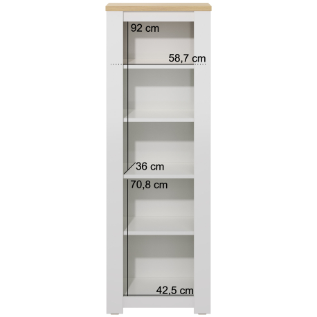 Elemento de prateleiras FLORENÇA (64 cm) - branco e carvalho - medidas Elemento de prateleiras FLORENÇA (64 cm) - branco e carvalho - medidas
