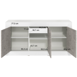 Aparador MADRID - branco e stone - medidas