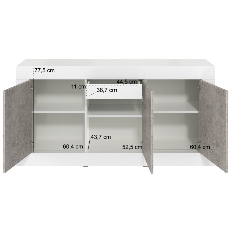 Aparador MADRID - branco e stone - medidas