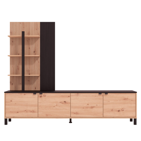 Estante TV MARGATE - Carvalho Artesanato e Preto