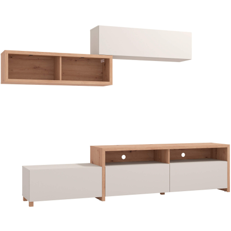 Estante TV AUREL com 2 elementos - Carvalho Artesanato e Caxemira