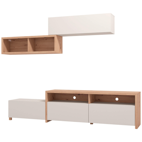 Estante TV AUREL com 2 elementos - Carvalho Artesanato e Caxemira