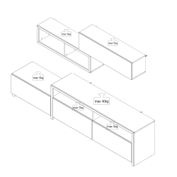 Estante TV AUREL com 2 elementos - Carvalho Artesanato e Caxemira