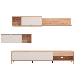 Estante TV reversível NORWICH com 4 elementos - Carvalho Artesanato e Caxemira