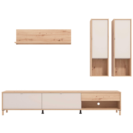 Estante TV reversível NORWICH com 4 elementos - Carvalho Artesanato e Caxemira