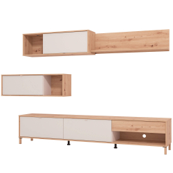 Estante TV reversível NORWICH com 4 elementos - Carvalho Artesanato e Caxemira