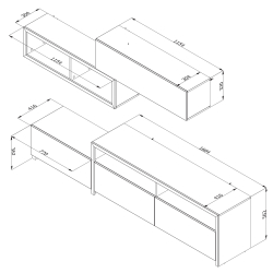 Estante TV AUREL com 2 elementos - Carvalho Artesanato e Caxemira
