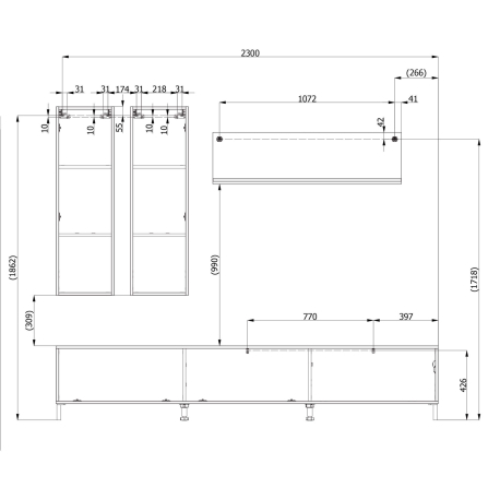Estante TV NORWICH- medidas
