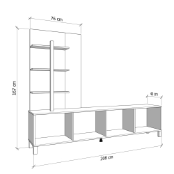 Estante TV MARGATE com 4 portas e 3 prateleiras - Carvalho Artesanato e Preto