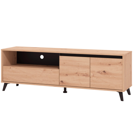 Móvel TV STIRLING com 2 portas - Carvalho Artesanato e Preto Móvel TV STIRLING com 2 portas - Carvalho Artesanato e Preto