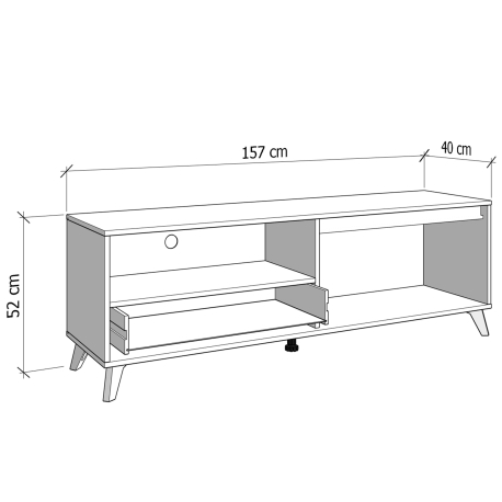 Móvel TV STIRLING com 2 portas - medidas externas Móvel TV STIRLING com 2 portas - medidas externas