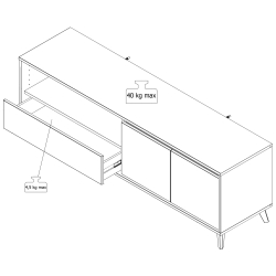 Móvel TV STIRLING com 2 portas - pesos suportados Móvel TV STIRLING com 2 portas - pesos suportados