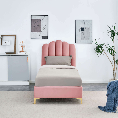 Pack Cama de solteiro CAMILLA + colchão SPRING ROLLER - Rosa Pack Cama de solteiro CAMILLA + colchão SPRING ROLLER - Rosa