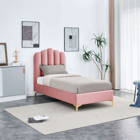 Pack Cama de solteiro CAMILLA + colchão SPRING ROLLER - Rosa Pack Cama de solteiro CAMILLA + colchão SPRING ROLLER - Rosa