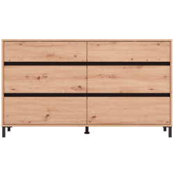 Cómoda MARRON com 6 gavetas - Carvalho Artesanato e Preto Cómoda MARRON com 6 gavetas - Carvalho Artesanato e Preto
