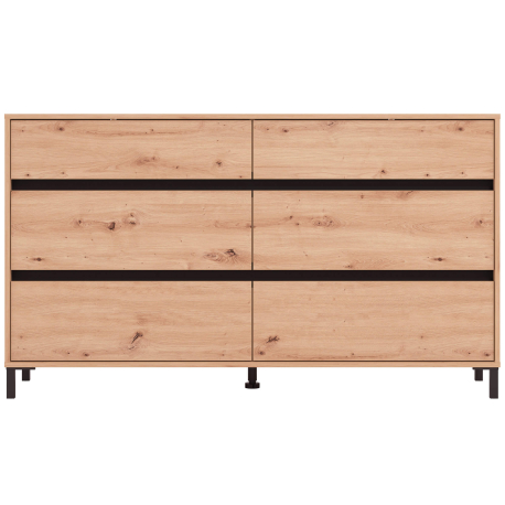 Cómoda MARRON com 6 gavetas - Carvalho Artesanato e Preto Cómoda MARRON com 6 gavetas - Carvalho Artesanato e Preto