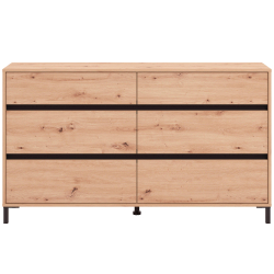 Cómoda MARRON com 6 gavetas - Carvalho Artesanato e Preto Cómoda MARRON com 6 gavetas - Carvalho Artesanato e Preto