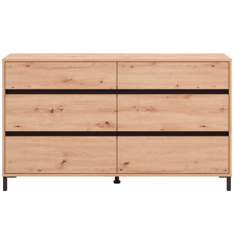Cómoda MARRON com 6 gavetas - Carvalho Artesanato e Preto Cómoda MARRON com 6 gavetas - Carvalho Artesanato e Preto
