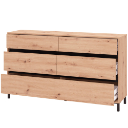 Cómoda MARRON com 6 gavetas - Carvalho Artesanato e Preto Cómoda MARRON com 6 gavetas - Carvalho Artesanato e Preto