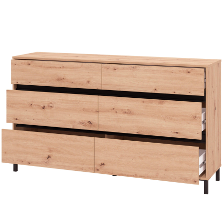 Cómoda MARRON com 6 gavetas - Carvalho Artesanato e Preto Cómoda MARRON com 6 gavetas - Carvalho Artesanato e Preto