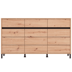 Aparador MARRON com 3 portas e 3 gavetas - Carvalho Artesanato e Preto Aparador MARRON com 3 portas e 3 gavetas - Carvalho Artesanato e Preto