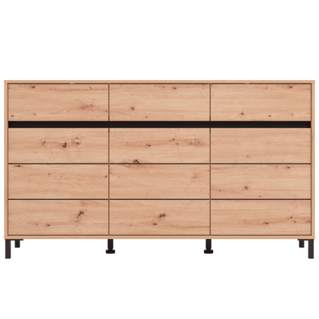 Aparador MARRON com 3 portas e 3 gavetas - Carvalho Artesanato e Preto Aparador MARRON com 3 portas e 3 gavetas - Carvalho Artesanato e Preto
