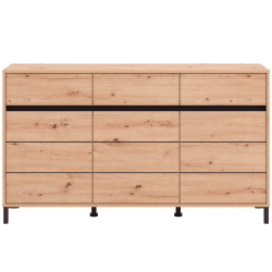 Aparador MARRON com 3 portas e 3 gavetas - Carvalho Artesanato e Preto Aparador MARRON com 3 portas e 3 gavetas - Carvalho Artesanato e Preto