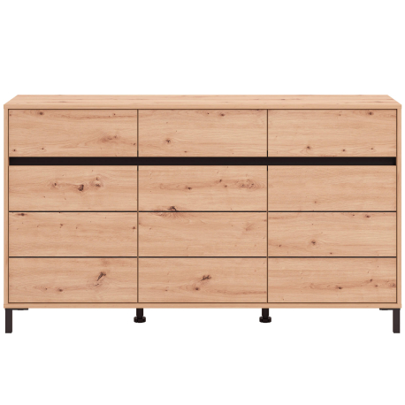Aparador MARRON com 3 portas e 3 gavetas - Carvalho Artesanato e Preto Aparador MARRON com 3 portas e 3 gavetas - Carvalho Artesanato e Preto