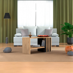 Mesa de Centro LAVAL - Carvalho Artesanato e Preto Mesa de Centro LAVAL - Carvalho Artesanato e Preto