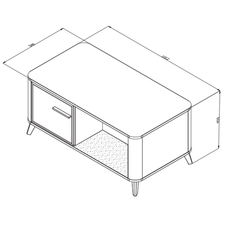 Mesa de centro DARWEN com 2 portas - Carvalho Artesanato e Caxemira