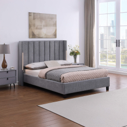 Cama de casal BABYLONE com LED - cinzento Cama de casal BABYLONE com LED - cinzento