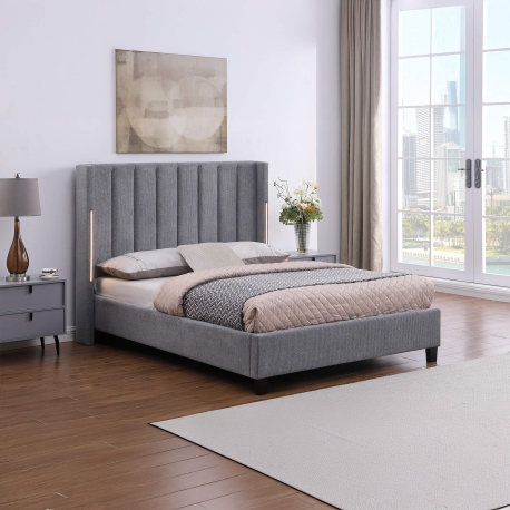 Cama de casal BABYLONE com LED - cinzento Cama de casal BABYLONE com LED - cinzento